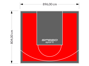 72M2/804X896CM CZERWONO-GRAFITOWE BOISKO DO KOSZYKÓWKI SPEEDSPORT HEXA POWER PRO
