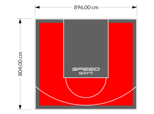 72M2/804X896CM CZERWONO-GRAFITOWE BOISKO DO KOSZYKÓWKI SPEEDSPORT HEXA POWER PRO