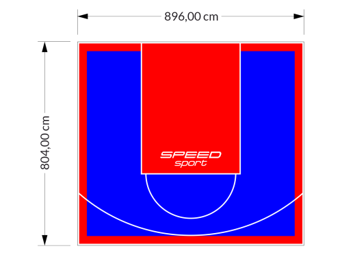 72M2/804X896CM NIEBIESKO-CZERWONE BOISKO DO KOSZYKÓWKI SPEEDSPORT HEXA POWER PRO