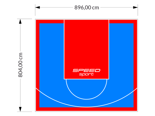 72M2/804X896CM BŁĘKITNO-CZERWONE BOISKO DO KOSZYKÓWKI SPEEDSPORT HEXA POWER PRO