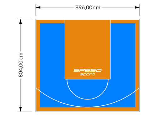 72M2/804X896CM BŁĘKITNO-POMARAŃCZOWE BOISKO DO KOSZYKÓWKI SPEEDSPORT HEXA POWER PRO