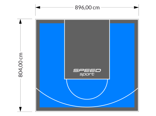 72M2/804X896CM BŁĘKITNO-GRAFITOWE BOISKO DO KOSZYKÓWKI SPEEDSPORT HEXA POWER PRO