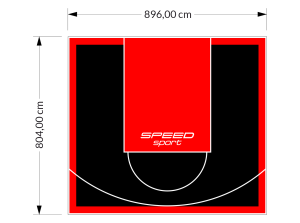 72M2/804X896CM CZARNO-CZERWONE BOISKO DO KOSZYKÓWKI SPEEDSPORT HEXA POWER PRO