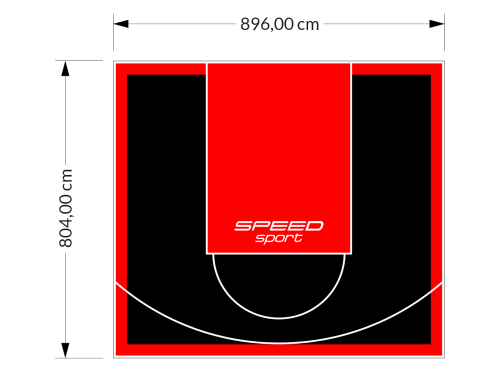 72M2/804X896CM CZARNO-CZERWONE BOISKO DO KOSZYKÓWKI SPEEDSPORT HEXA POWER PRO