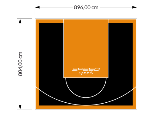 72M2/804X896CM CZARNO-POMARAŃCZOWE BOISKO DO KOSZYKÓWKI SPEEDSPORT HEXA POWER PRO