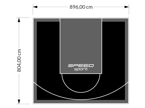 72M2/804X896CM CZARNO-GRAFITOWE BOISKO DO KOSZYKÓWKI SPEEDSPORT HEXA POWER PRO