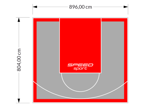 72M2/804X896CM SZARO-CZERWONE BOISKO DO KOSZYKÓWKI SPEEDSPORT HEXA POWER PRO
