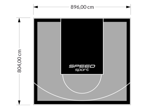 72M2/804X896CM SZARO-CZARNE BOISKO DO KOSZYKÓWKI SPEEDSPORT HEXA POWER PRO