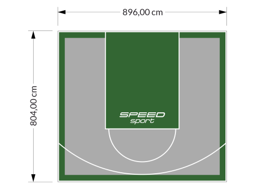 72M2/804X896CM SZARO-ZIELONE BOISKO DO KOSZYKÓWKI SPEEDSPORT HEXA POWER PRO