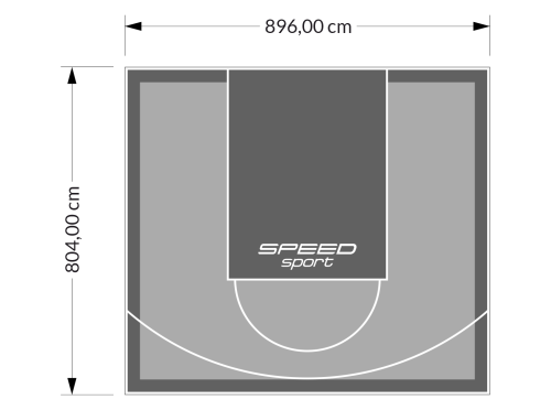 72M2/804X896CM SZARO-GRAFITOWE BOISKO DO KOSZYKÓWKI SPEEDSPORT HEXA POWER PRO