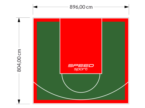 72M2/804X896CM ZIELONO-CZERWONE BOISKO DO KOSZYKÓWKI SPEEDSPORT HEXA POWER PRO