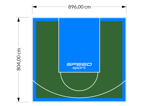 72M2/804X896CM ZIELONO-BŁĘKITNE BOISKO DO KOSZYKÓWKI SPEEDSPORT HEXA POWER PRO