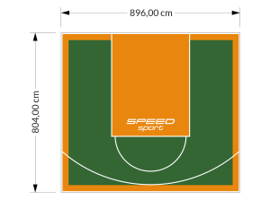 72M2/804X896CM ZIELONO-POMARAŃCZOWE BOISKO DO KOSZYKÓWKI SPEEDSPORT HEXA POWER PRO