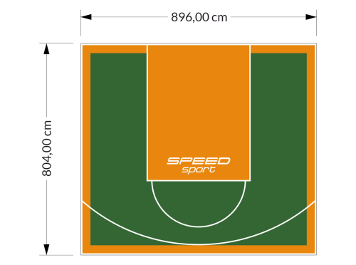 72M2/804X896CM ZIELONO-POMARAŃCZOWE BOISKO DO KOSZYKÓWKI SPEEDSPORT HEXA POWER PRO