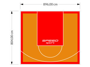 72M2/804X896CM POMARAŃCZOWO-CZERWONE BOISKO DO KOSZYKÓWKI SPEEDSPORT HEXA POWER PRO