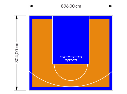 72M2/804X896CM POMARAŃCZOWO-NIEBIESKIE BOISKO DO KOSZYKÓWKI SPEEDSPORT HEXA POWER PRO