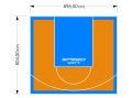 72M2/804X896CM POMARAŃCZOWO-BŁĘKITNE BOISKO DO KOSZYKÓWKI SPEEDSPORT HEXA POWER PRO