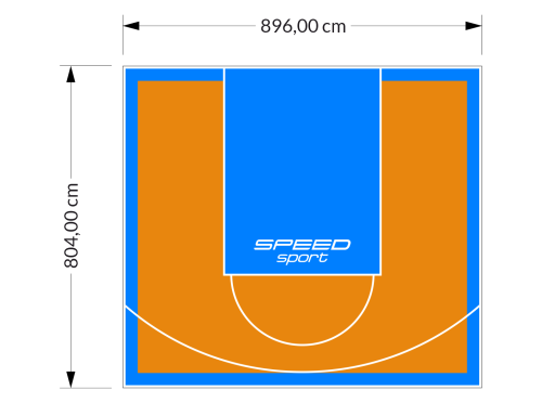 72M2/804X896CM POMARAŃCZOWO-BŁĘKITNE BOISKO DO KOSZYKÓWKI SPEEDSPORT HEXA POWER PRO