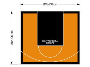 72M2/804X896CM POMARAŃCZOWO-CZARNE BOISKO DO KOSZYKÓWKI SPEEDSPORT HEXA POWER PRO