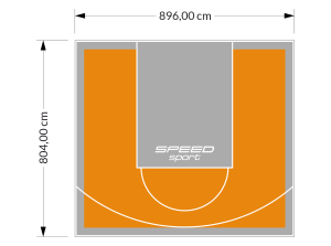 72M2/804X896CM POMARAŃCZOWO-SZARE BOISKO DO KOSZYKÓWKI SPEEDSPORT HEXA POWER PRO