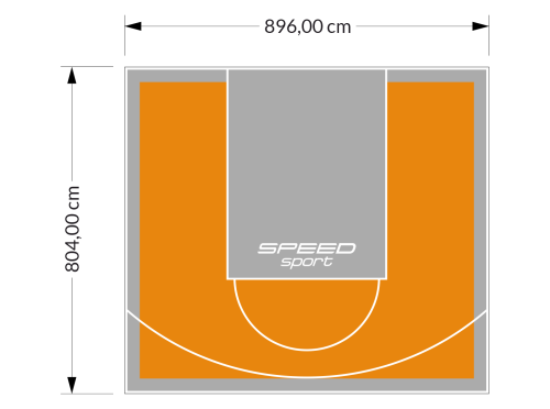 72M2/804X896CM POMARAŃCZOWO-SZARE BOISKO DO KOSZYKÓWKI SPEEDSPORT HEXA POWER PRO