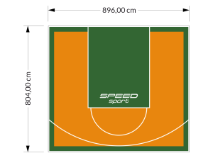 72M2/804X896CM POMARAŃCZOWO-ZIELONE BOISKO DO KOSZYKÓWKI SPEEDSPORT HEXA POWER PRO