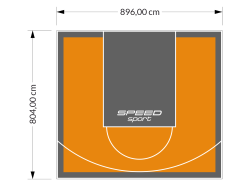 72M2/804X896CM POMARAŃCZOWO-GRAFITOWE BOISKO DO KOSZYKÓWKI SPEEDSPORT HEXA POWER PRO