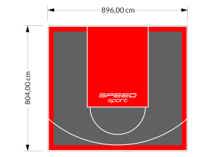 72M2/804X896CM GRAFITOWO-CZERWONE BOISKO DO KOSZYKÓWKI SPEEDSPORT HEXA POWER PRO