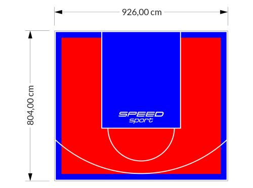 75M2/804X926CM CZERWONO-NIEBIESKIE BOISKO DO KOSZYKÓWKI SPEEDSPORT HEXA POWER PRO