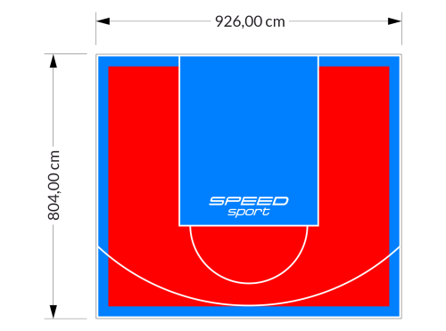75M2/804X926CM CZERWONO-BŁĘKITNE BOISKO DO KOSZYKÓWKI SPEEDSPORT HEXA POWER PRO