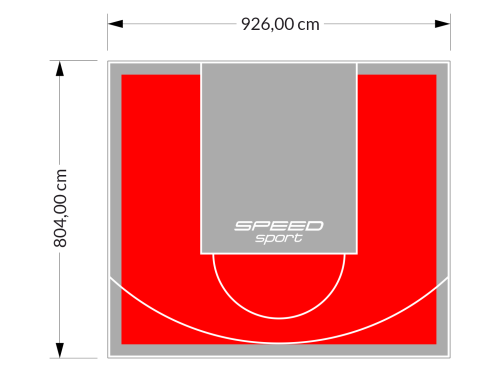 75M2/804X926CM CZERWONO-SZARE BOISKO DO KOSZYKÓWKI SPEEDSPORT HEXA POWER PRO