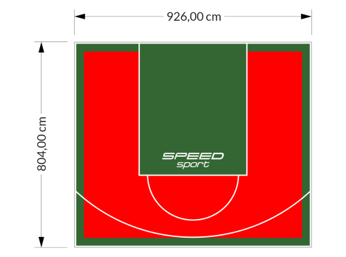 75M2/804X926CM CZERWONO-ZIELONE BOISKO DO KOSZYKÓWKI SPEEDSPORT HEXA POWER PRO