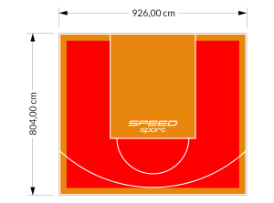75M2/804X926CM CZERWONO-POMARAŃCZOWE BOISKO DO KOSZYKÓWKI SPEEDSPORT HEXA POWER PRO