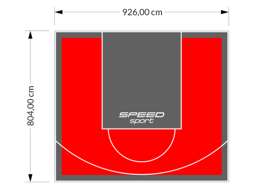 75M2/804X926CM CZERWONO-GRAFITOWE BOISKO DO KOSZYKÓWKI SPEEDSPORT HEXA POWER PRO