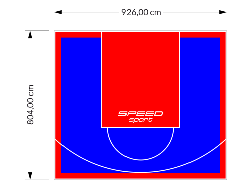 75M2/804X926CM NIEBIESKO-CZERWONE BOISKO DO KOSZYKÓWKI SPEEDSPORT HEXA POWER PRO