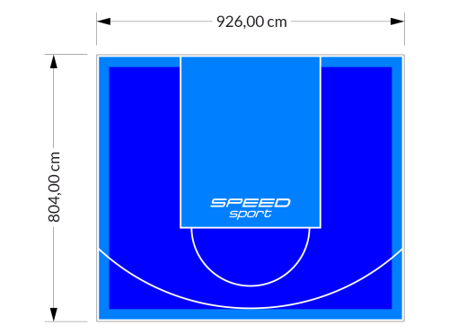 75M2/804X926CM NIEBIESKO-BŁĘKITNE BOISKO DO KOSZYKÓWKI SPEEDSPORT HEXA POWER PRO