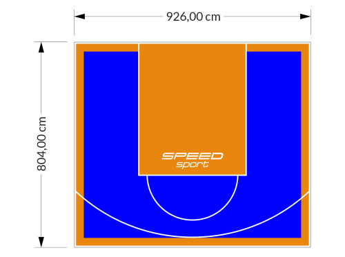 75M2/804X926CM NIEBIESKO-POMARAŃCZOWE BOISKO DO KOSZYKÓWKI SPEEDSPORT HEXA POWER PRO