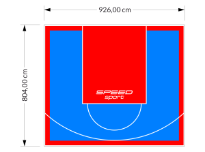 75M2/804X926CM BŁĘKITNO-CZERWONE BOISKO DO KOSZYKÓWKI SPEEDSPORT HEXA POWER PRO