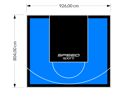 75M2/804X926CM BŁĘKITNO-CZARNE BOISKO DO KOSZYKÓWKI SPEEDSPORT HEXA POWER PRO