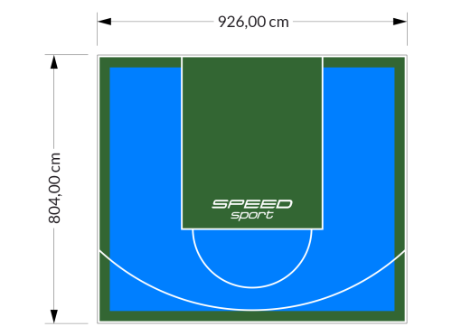 75M2/804X926CM BŁĘKITNO-ZIELONE BOISKO DO KOSZYKÓWKI SPEEDSPORT HEXA POWER PRO