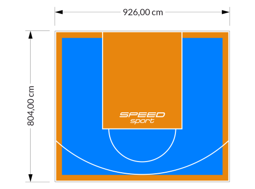 75M2/804X926CM BŁĘKITNO-POMARAŃCZOWE BOISKO DO KOSZYKÓWKI SPEEDSPORT HEXA POWER PRO