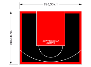 75M2/804X926CM CZARNO-CZERWONE BOISKO DO KOSZYKÓWKI SPEEDSPORT HEXA POWER PRO