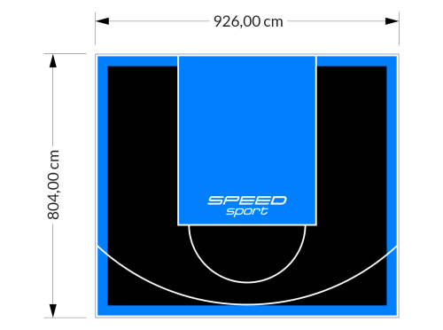 75M2/804X926CM CZARNO-BŁĘKITNE BOISKO DO KOSZYKÓWKI SPEEDSPORT HEXA POWER PRO