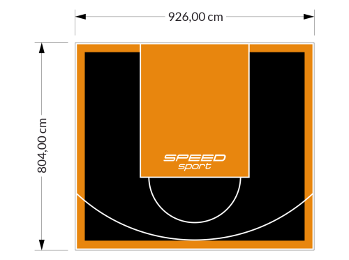 75M2/804X926CM CZARNO-POMARAŃCZOWE BOISKO DO KOSZYKÓWKI SPEEDSPORT HEXA POWER PRO
