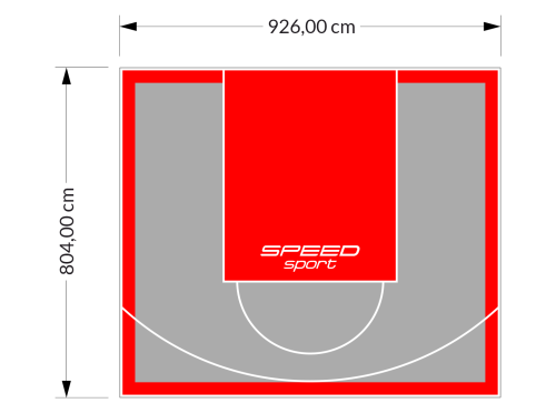 75M2/804X926CM SZARO-CZERWONE BOISKO DO KOSZYKÓWKI SPEEDSPORT HEXA POWER PRO