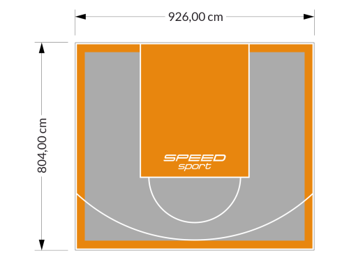 75M2/804X926CM SZARO-POMARAŃCZOWE BOISKO DO KOSZYKÓWKI SPEEDSPORT HEXA POWER PRO