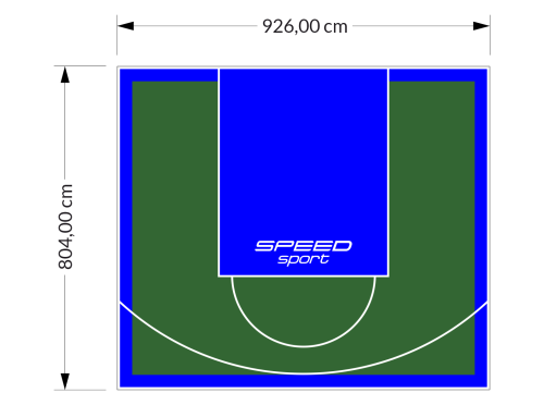 75M2/804X926CM ZIELONO-NIEBIESKIE BOISKO DO KOSZYKÓWKI SPEEDSPORT HEXA POWER PRO