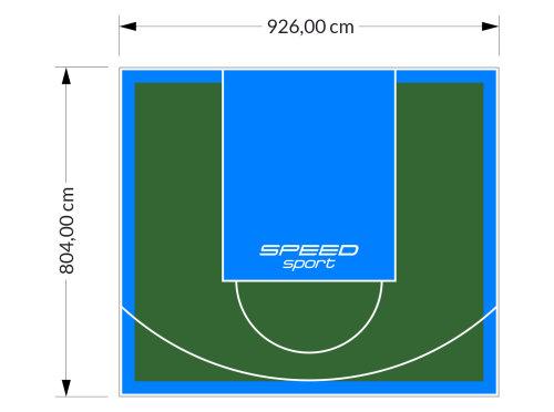 75M2/804X926CM ZIELONO-BŁĘKITNE BOISKO DO KOSZYKÓWKI SPEEDSPORT HEXA POWER PRO