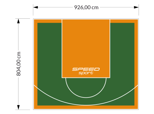 75M2/804X926CM ZIELONO-POMARAŃCZOWE BOISKO DO KOSZYKÓWKI SPEEDSPORT HEXA POWER PRO