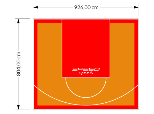 75M2/804X926CM POMARAŃCZOWO-CZERWONE BOISKO DO KOSZYKÓWKI SPEEDSPORT HEXA POWER PRO